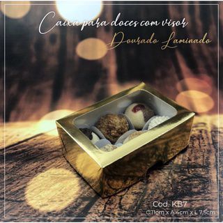 10 Caixas P/ 6 Doces Presente C/Visor Ouro Laminada 11X7,5X4 Kb7 kb1718 (Kb)