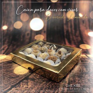 10 Caixas P/ 20 Doces C/Visor Ouro Laminada 19,5X16X3 Cm Kb5 kb268 (Kb)