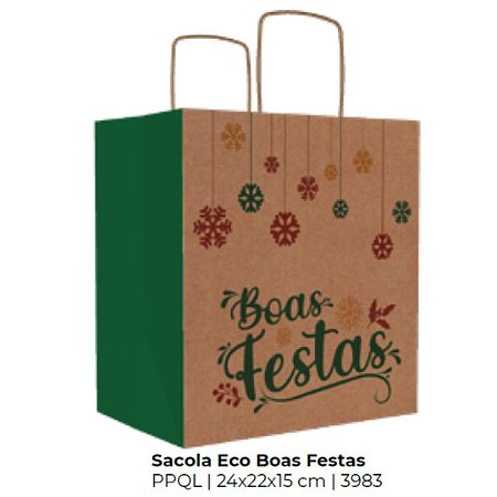 10 SACOLA ECO (PPQL) 24X22X15 BOAS FESTA NATAL IDEIA OUTLET