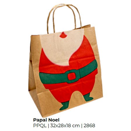 10 SACOLA 24X22X15 (PPQL) PAPAI NOEL NATAL IDEIA OUTLET