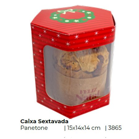 10 Caixa Sextavada Panetone P 3685 Noel (Natal Ideia)