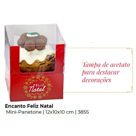 10 Caixa Encanto Mini Panetone Feliz Natal 3855(Natal Ideia)