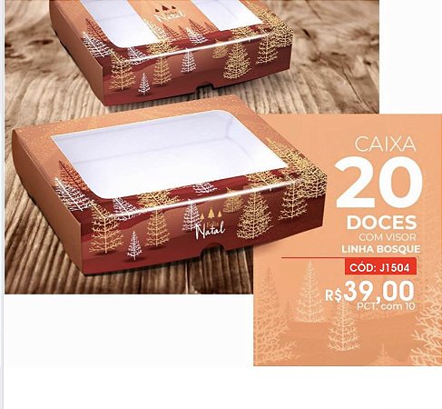 10 Caixa 20 Doces De Natal Com Visor Linha Bosque 19X15,2X4,2 (Natal Jango)