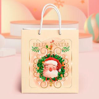 10 Sacola Natal Luxo Linha Jingle Bell -32X26X32 (Natal Jango)