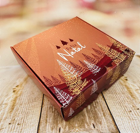 10 Caixa Para 9 Doces Natal Linha Bosque  12,5X12,5X4,5 (Natal Jango)