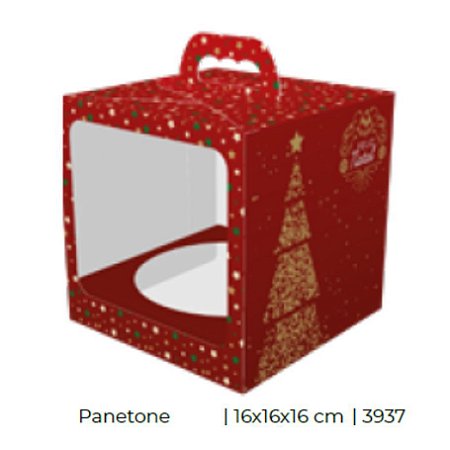 5 Caixa Panetone Com Alça E Visor NatalLuz 3937(Natal Idéia)