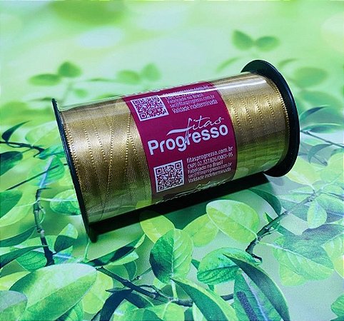 Fita de Cetim Dourado 100 Metros 7Mm - Cód-1353