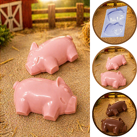Forma Porquinho Cofrinho Silicone Porto Especial 3 Partes P07