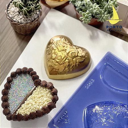 Forma Coração Flores 2 Recheios Silicone Porto Especial 3 Partes P1100