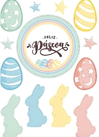 Painel Decorativo Feliz Páscoa 3 C/13 Pçs 105.5 (Nc Toys Painel)