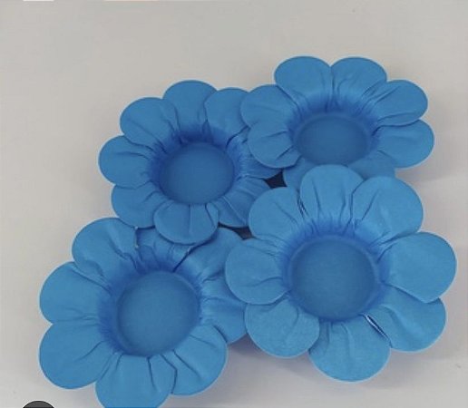 50 Forminhas Para Festa Flor Margarida Azul Médio