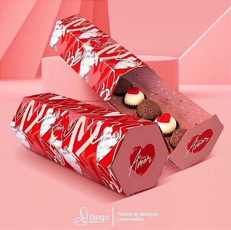10 Embalagem Estojo Para 5 Doces Ou Alfajor Amor (Jango) Cód. 2017