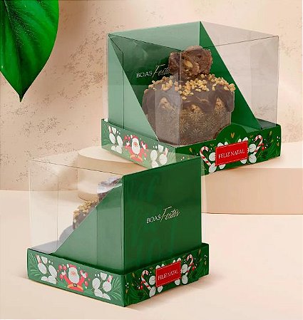 10 Caixa Para Panetone 250G C/ Tampa Acetato Vida 2805 (Natal Jango 2022)