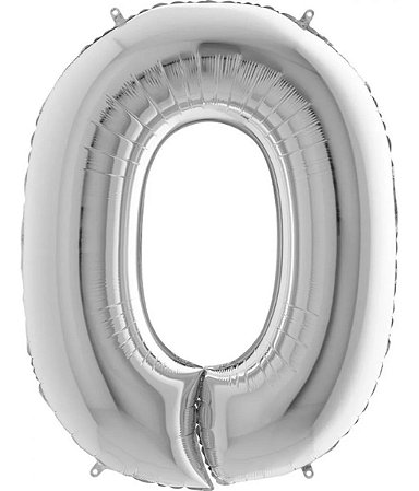 Balão Número 0 Gigante 80 cm Prata Laminado (RT)