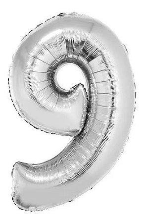 Balão Número 6 ou 9 Gigante 80 cm Prata Laminado (RT)