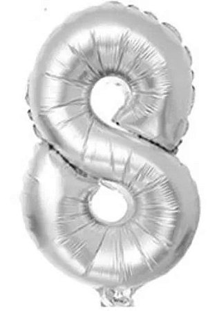 Balão Número 8 Gigante 80 cm Prata Laminado (RT)