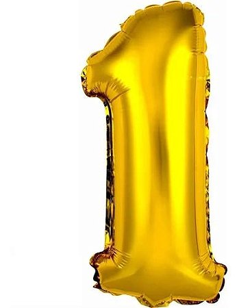 Balão Número 1 Gigante 80 cm Dourado Ouro Laminado (RT)