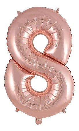 Balão Número 8 Gigante 80 cm Rose Gold Laminado (RT)