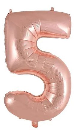 Balão Número 5 Gigante 80 cm Rose Gold Laminado (RT)