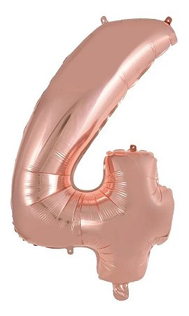 Balão Número 4 Gigante 80 cm Rose Gold Laminado (RT)