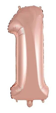 Balão Número 1 Gigante 80 cm Rose Gold Laminado (RT)