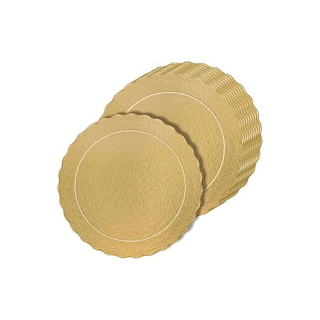 10 CAKE BOARD OURO  REDONDO 32CM  (ESTRELA)