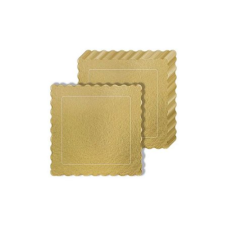 10 CAKE BOARD QUADRADO OURO 25x25CM  (ESTRELA)