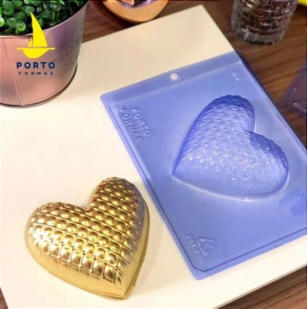 Forma Para Chocolate 3 Partes Coração Matelasse Porto 84