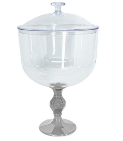 Taça Americana  Sobremesa Exclusive 1.250L Pé Prata C/Tampa Lsc Toys
