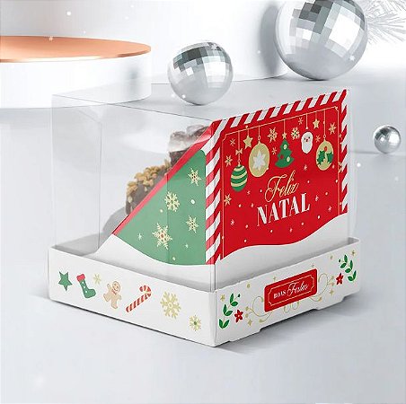 10 Caixa Panetone 400/500G  Tampa De Acetato Felicidade 2735 (Natal Jango 2022) 28 pct