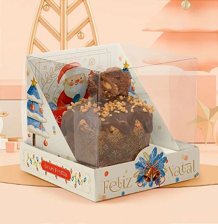 10 Caixa Para Panetone 400/500G Tampa De Acetato União 2734 (Jango Natal OUTLET)