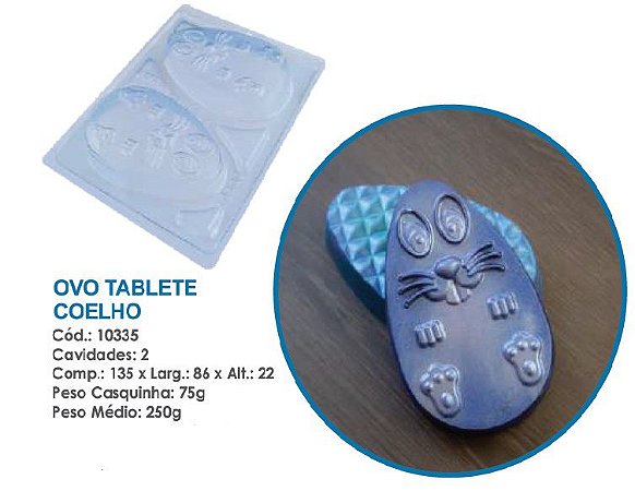 Forma Silicone Bwb 3 Partes Páscoa  OVO TABLETE COELHO 10335 (Bwb Especial) (SAIDA AUTOMATICA)  (BWB PASCOA)