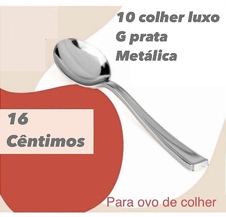 10 Colher Ovo De Páscoa Luxo 16 Cm Prata G (Silverplastic)