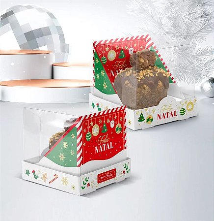 10 Caixa Para Mini Panetone Com Tampa De Acetato Felicidade (Natal Jango 2022)  Ref: 2741 1 pct