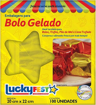 100 Embalagem Bolo Gelado Ouro Brilhante 20x22 Luckyfest