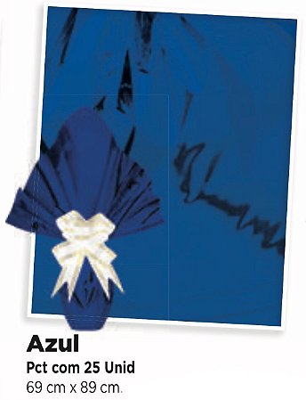 25 Embalagem Folha Metalizada Ovo De Páscoa Azul 69x89 Luckyfest