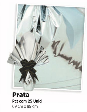25 Embalagem Folha Metalizada Ovo De Páscoa Prata 69x89 Luckyfest