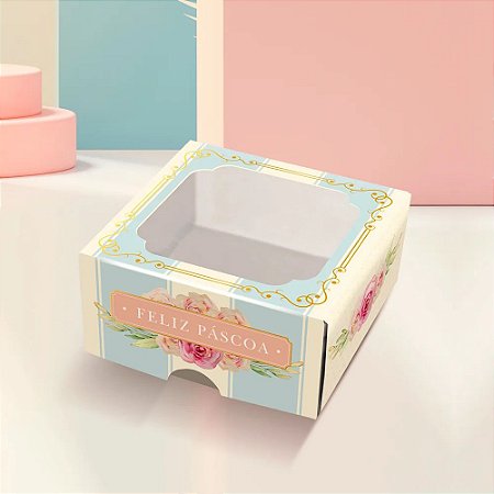 10 Caixas P/ 4 Doces de Pascoa Com Visor Celeste 3044 (Jango 2023)
