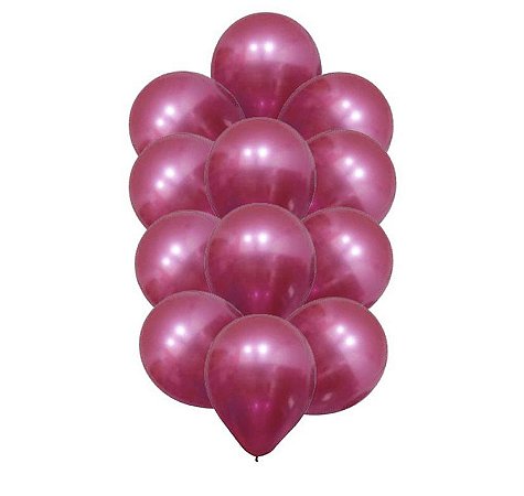 25 Balão Fucsia Cromado Alumínio 5 Polegadas ( Happy Day ) (JOY)  IBB