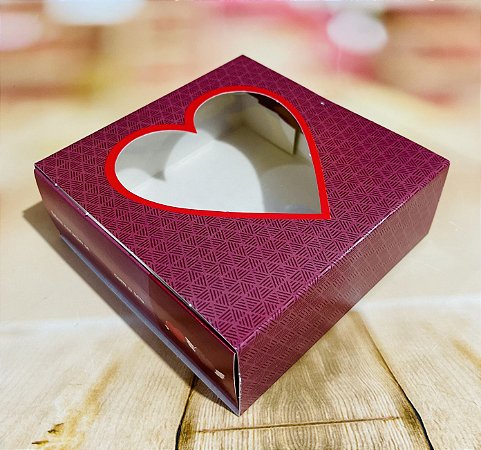 10 Caixa Gaveta C/ Visor Coração 9 Doces 12x12x4 Conectados ID3102  (Namorados Ideia 2023)