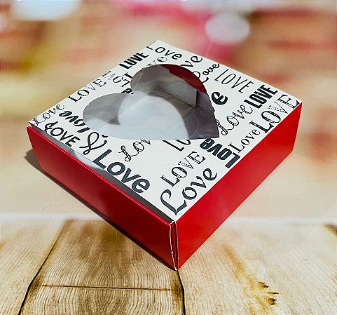 10 Caixa Gaveta C/ Visor Coração 9 Doces 12x12x4 Love Red  ID1688  (Namorados Ideia 2023)