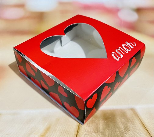 10 Caixa Gaveta C/ Visor Coração 9 Doces 12x12x4  Amor  ID1686  (Namorados Ideia 2023)