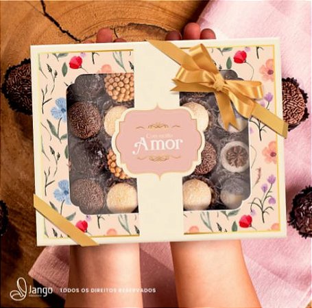 10  Caixa para 20 Doces com Visor Carinho  Dia das mães 3186 (Jango mães 2023)