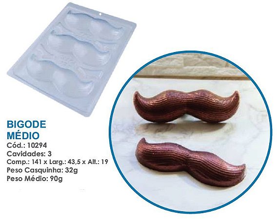 Forma Silicone Bwb 3 Partes BIGODE MÉDIO COD:10294  (Bwb Especial)