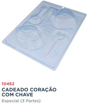 Forma Silicone Bwb 3 Partes CADEADO CORAÇÃO COM CHAVE COD:10462  (Bwb Especial)