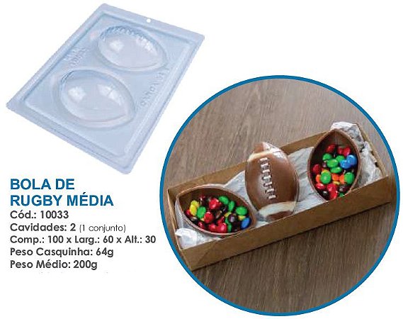 Forma Silicone Bwb 3 Partes BOLA DE RUGBY MÉDIA COD:10033  (Bwb Especial)