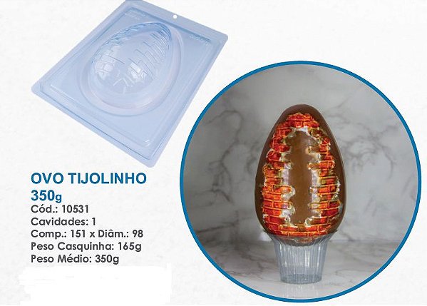 Forma Silicone Bwb 3 Partes Páscoa OVO TIJOLINHO 350g 10531 (Bwb Especial)