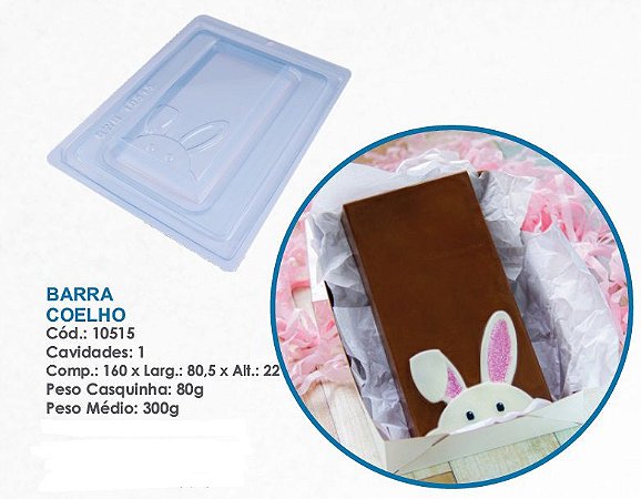 Forma Silicone Bwb 3 Partes Barra de chocolate Coelho 10515 (Bwb Especial) (BWB PASCOA)