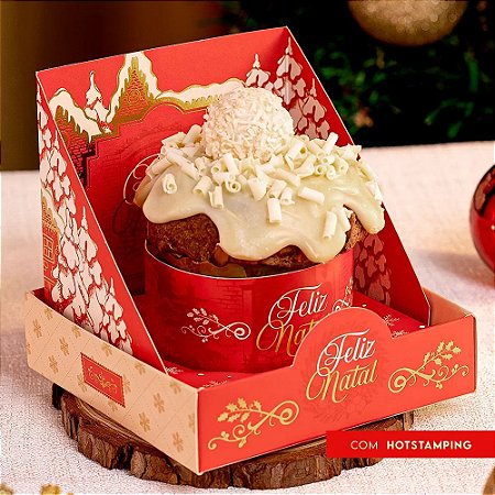 10 Caixa para Mini Panetone com Tampa de Acetato Encanto 3406 (Jango Natal OUTLET)
