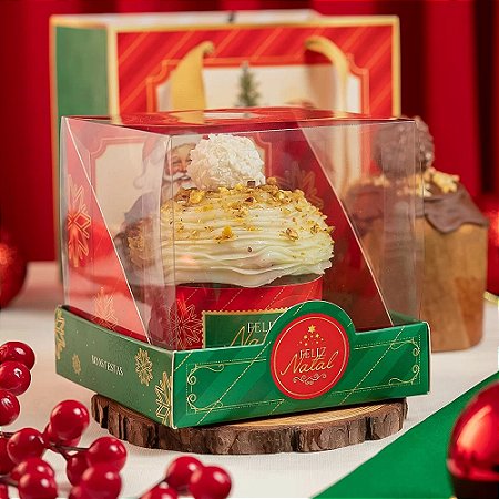 10 Caixa para Mini Panetone com Tampa de Acetato Noel 3524 (Jango Natal OUTLET)